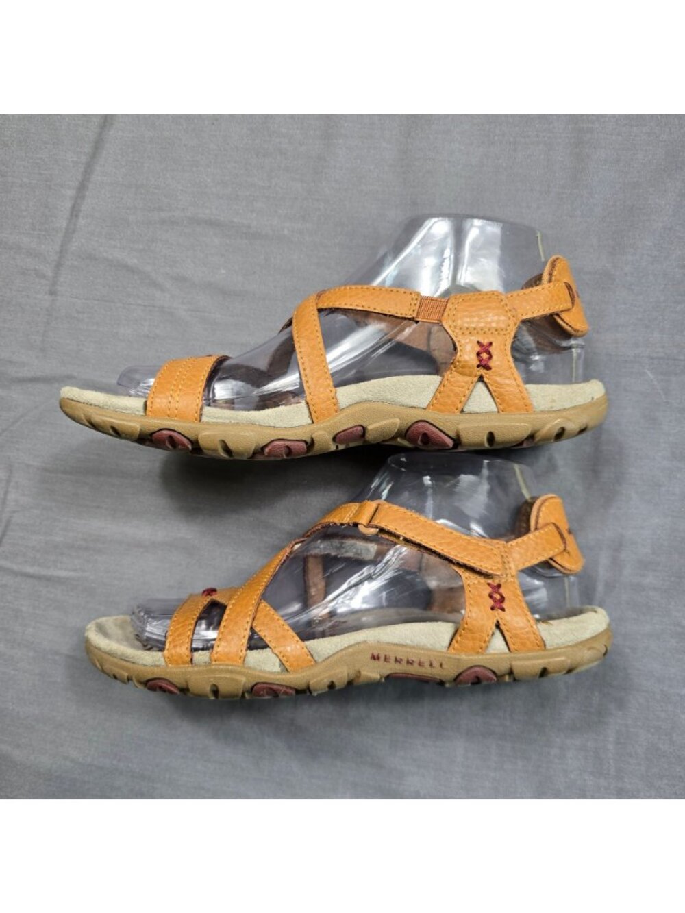 Merrell Size 6 Womens Strappy Sandals Brown Crisscross Strap Outdoor Air Cushion - Picture 3 of 7